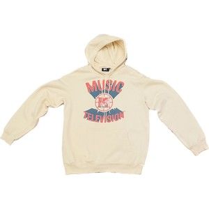 Vintage MTV Music Television Basketball Hoodie Pullover Sweatshirt Mens M Khaki